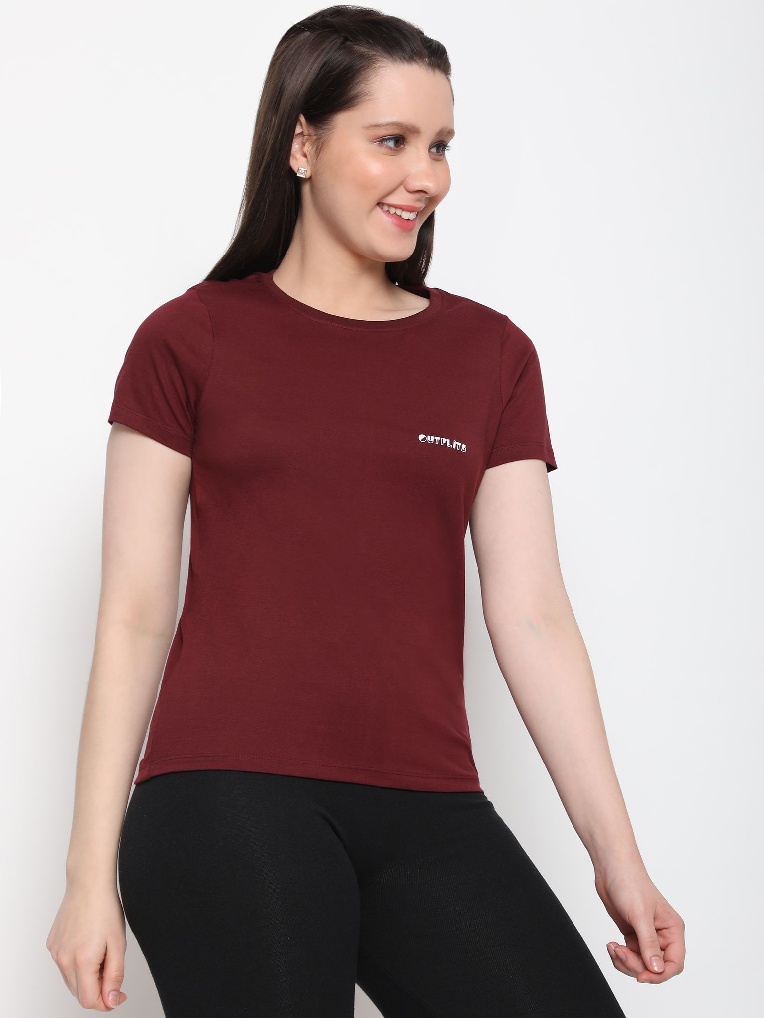 OUTFLITS Ladies Solid Tshirts