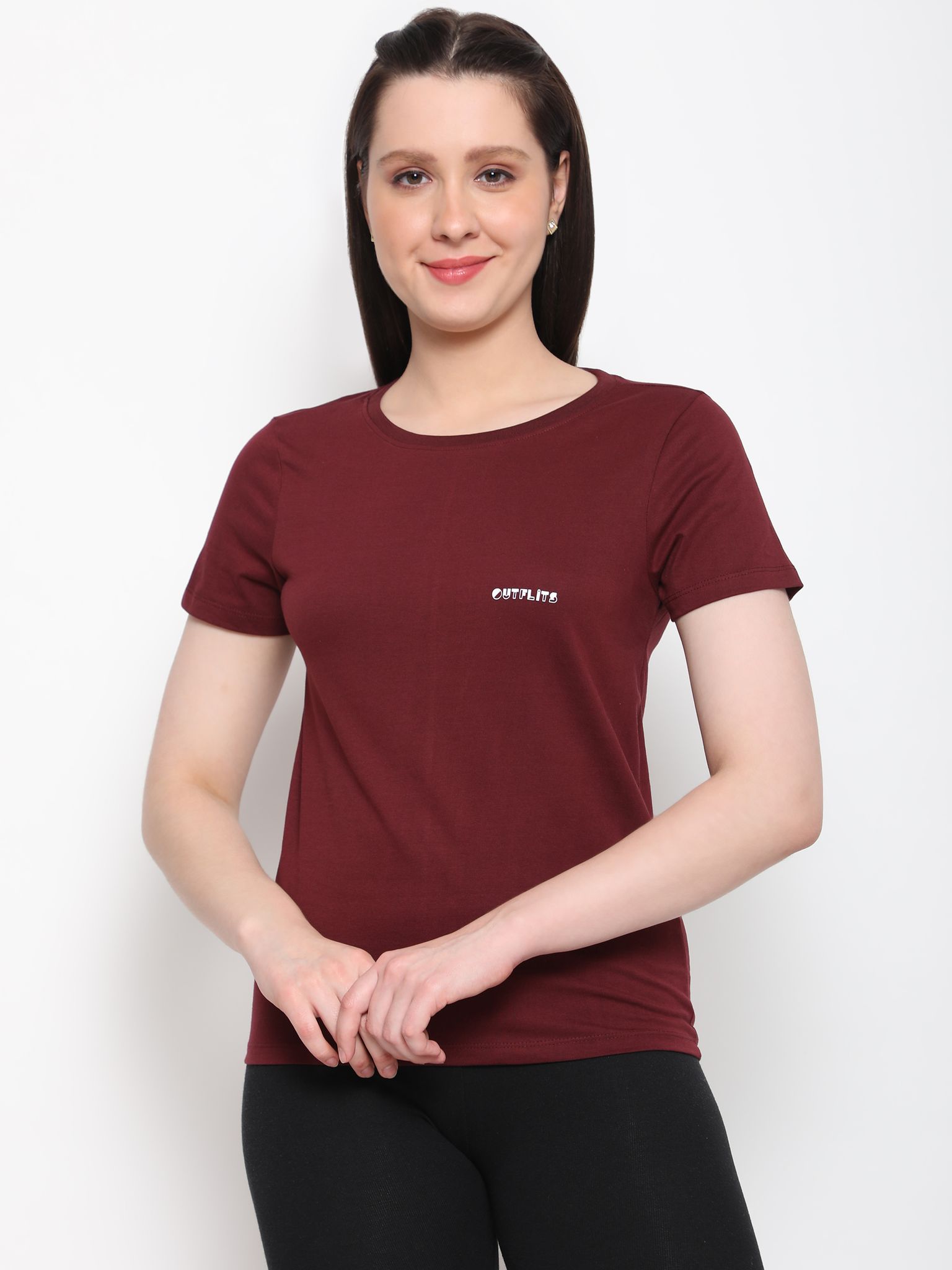 OUTFLITS Ladies Solid Tshirts