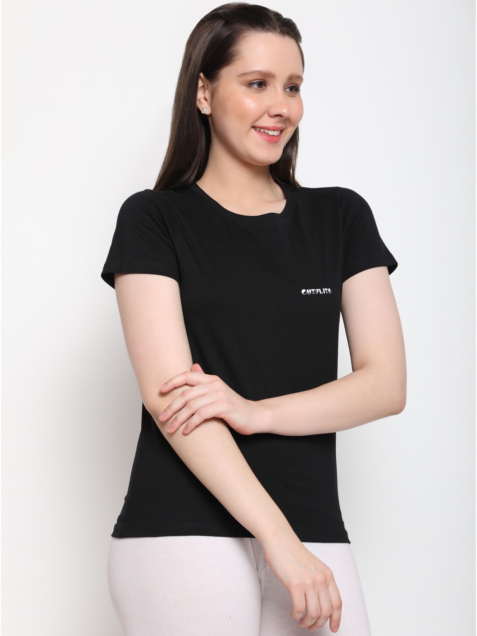 OUTFLITS Ladies Solid Tshirts
