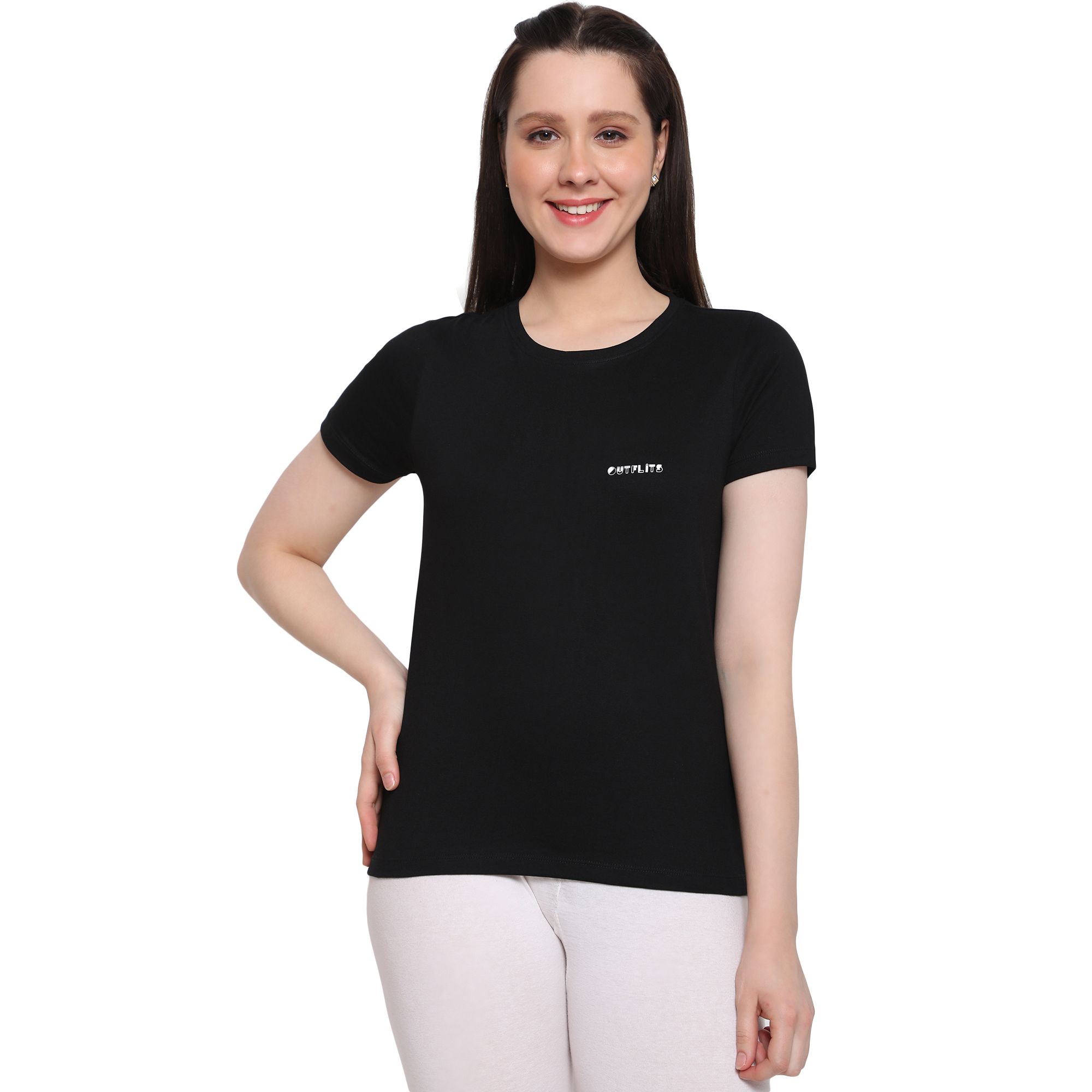 OUTFLITS Ladies Solid Tshirts