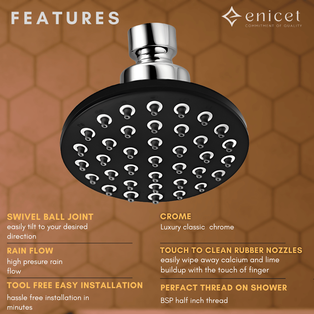 ENICET 4 Inch Overhead Round Shape Shower Head only, Round Shower for Bathroom