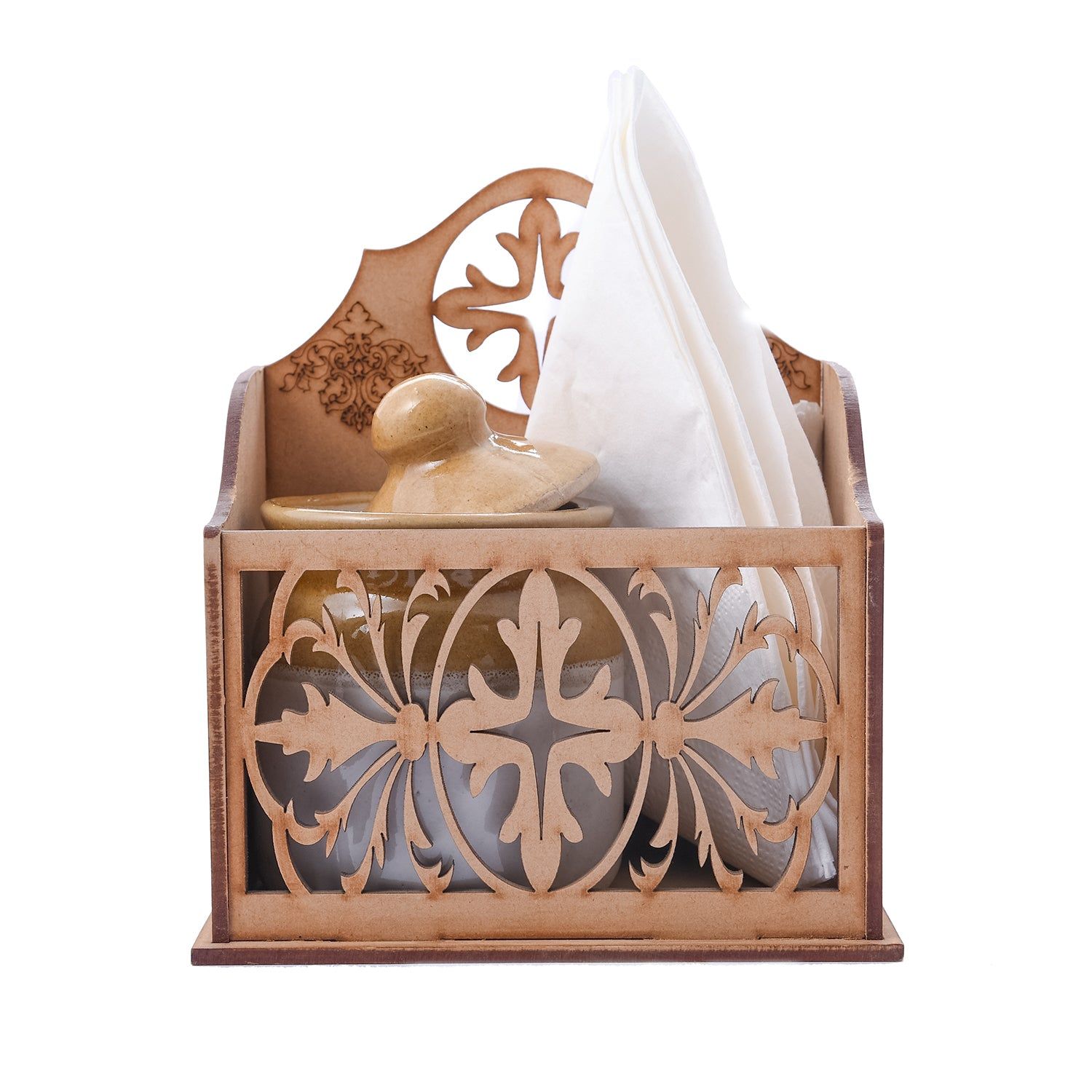 Wooden Tissue & Jar Holder
