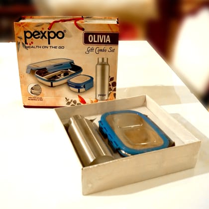 PEXPO OLIVIA GIFT SET STEEL TIFFIN + BOTTLE