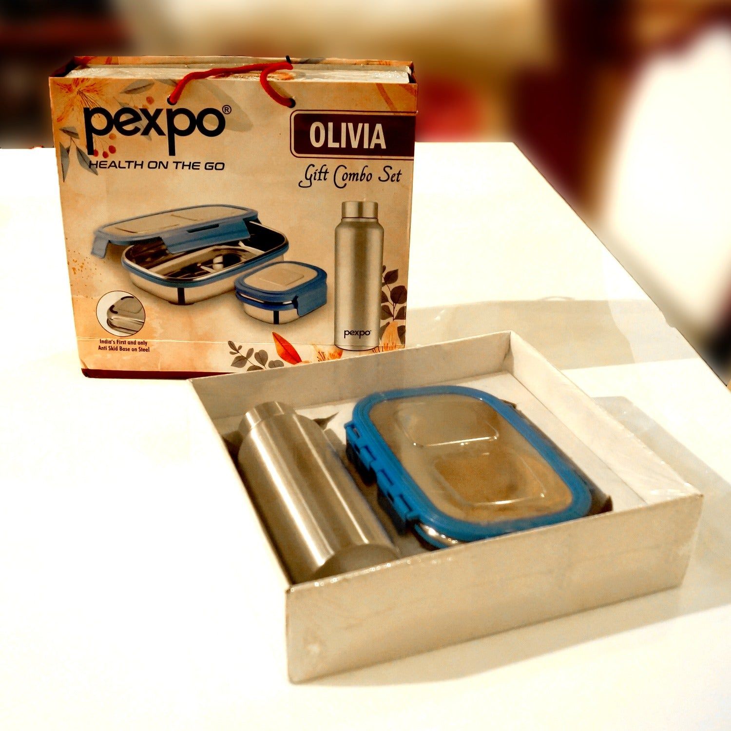 PEXPO OLIVIA GIFT SET STEEL TIFFIN + BOTTLE