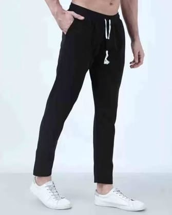 Men Solid Black Track Pants