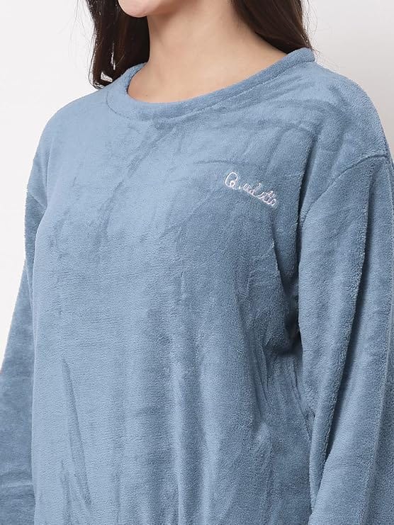 Combo Pack of 2 Women Winter Nightsuit Ladies Warm Night Suit Girls Pyjama Women's Top and Pajama Pants Regular Fit Pyjama Set