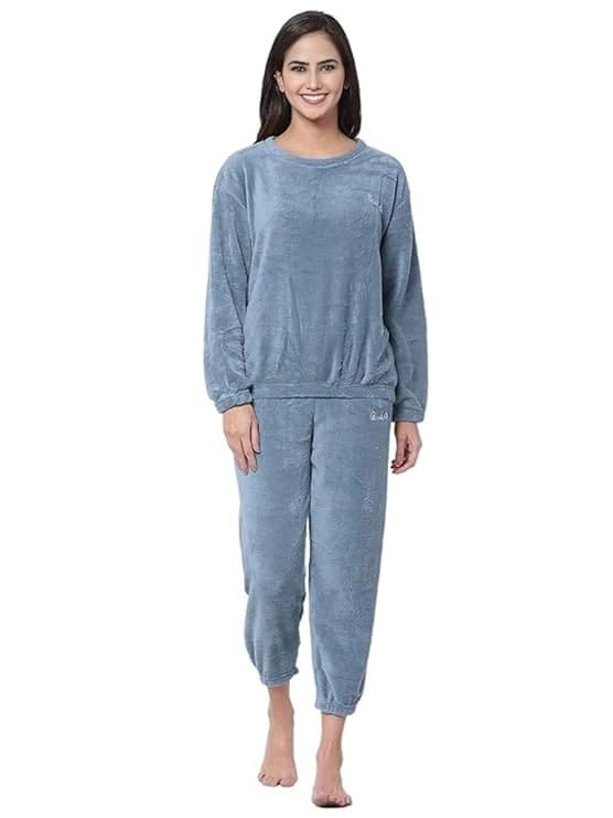 Combo Pack of 2 Women Winter Nightsuit Ladies Warm Night Suit Girls Pyjama Women's Top and Pajama Pants Regular Fit Pyjama Set