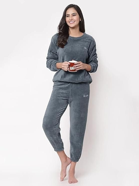 Combo Pack of 2 Women Winter Nightsuit Ladies Warm Night Suit Girls Pyjama Women's Top and Pajama Pants Regular Fit Pyjama Set