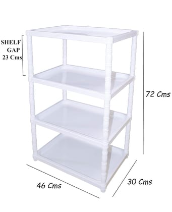 Baby Multipurpose 4 Plastic Shelf Storage Rack (Unbreakable Material) Multicolour, Pack Of 1