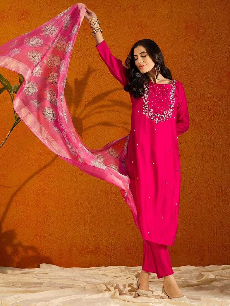 Women Embroidered Straight Kurta Set - Kurtas & Kurta Sets | Buy online on ZillyBuy