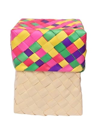 Handwoven Colorful Patchwork Basket - Eco-Friendly Storage