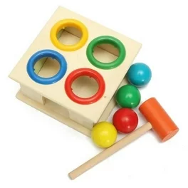 Baby Colorful Hammering Wooden Ball + Hammer Box Early Learning Educational Toys