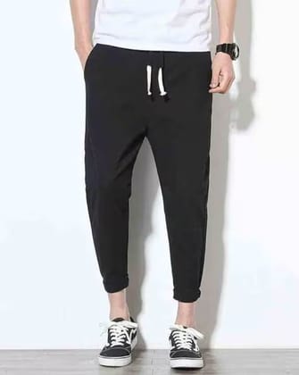 Men Regular Fit Black Cotton Blend Trousers