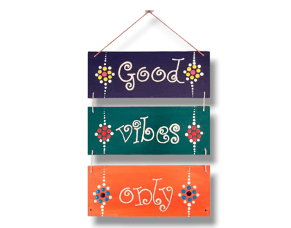 Aarya handicraft wooden home "GOOD VIBES ONLY" Wall Hanging for home decor | living room|door|wall decoration.