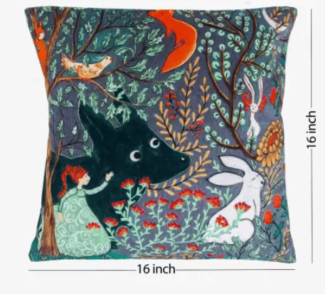 Fashnita Embroidered Cushions Cover  (16 cm*16 cm, Dark Green, Multicolor)