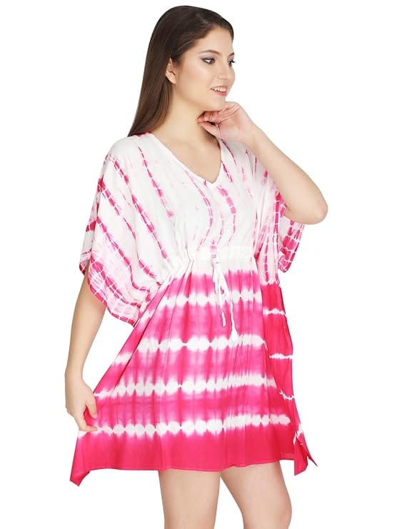 Women' s Tie Dye V-Neck Bikini Cover Up Swimsuit Bathing Beach Dress