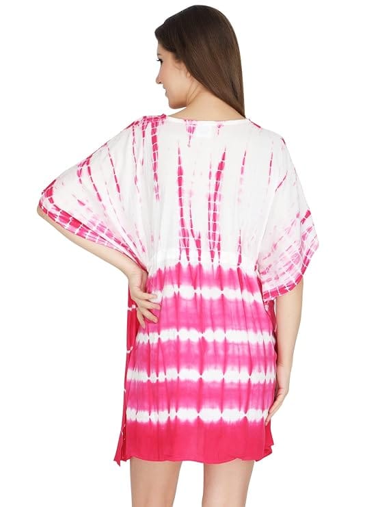 Women' s Tie Dye V-Neck Bikini Cover Up Swimsuit Bathing Beach Dress