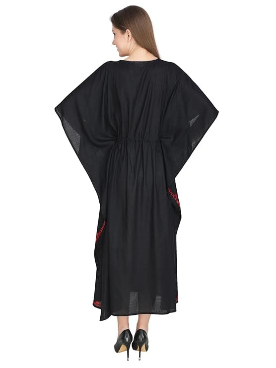 Women's Rayon Kaftan Dress Ladies Maxi Sleepwear Night Gown V-Neck Night Wear