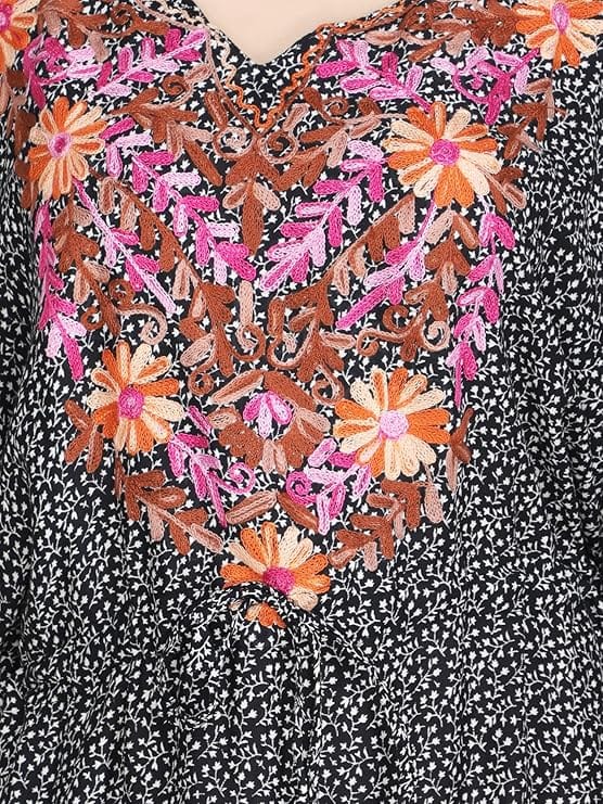 Women's Rayon Kaftan Dress Ladies Sleepwear Maxi Night Gown V-Neck Night Wear