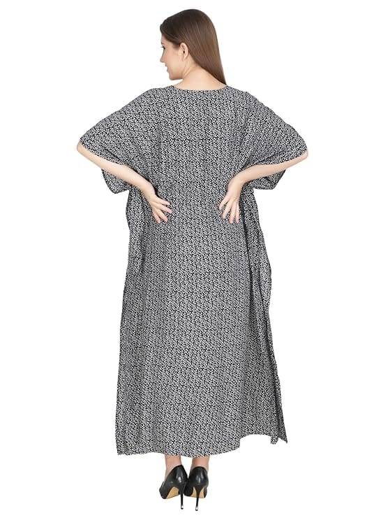 Women's Rayon Kaftan Dress Ladies Sleepwear Maxi Night Gown V-Neck Night Wear