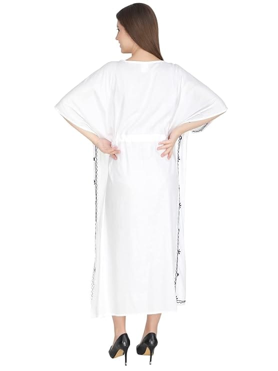 Women's Rayon Kaftan Dress Ladies Sleepwear Night Gown V-Neck Maxi Night Wear
