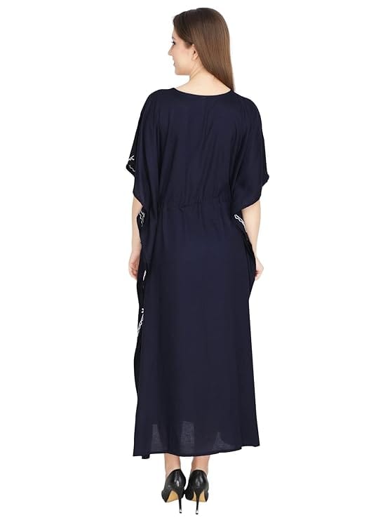 Women's Rayon Kaftan Dress Ladies Sleepwear Night Gown Maxi V-Neck Night Wear