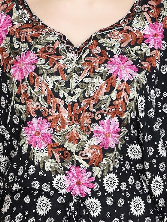 Women's Rayon Kaftan Dress Ladies Maxi Sleepwear Night Gown V-Neck Night Wear