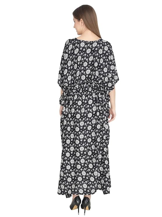 Women's Rayon Kaftan Dress Ladies Maxi Sleepwear Night Gown V-Neck Night Wear