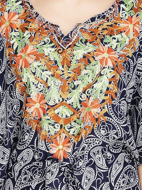 Women's Rayon Maxi Kaftan Dress Ladies Sleepwear Night Gown V-Neck Night Wear