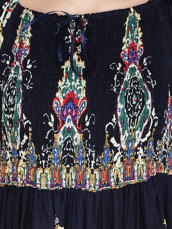 Attractive Printed Rayon Bobbin One Piece fit and Flare Dress in tie dye Pattern Pattern Comfy Trendy Night Gown Dress for Women