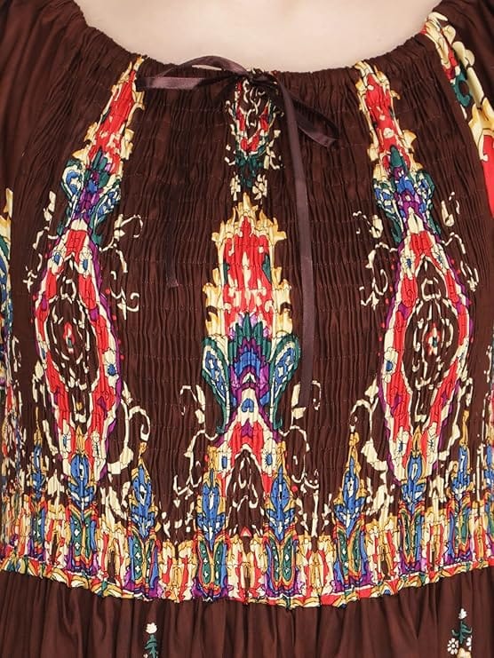 Attractive Printed Rayon Bobbin One Piece fit and Flare Dress in tie dye Pattern Comfy Trendy Night Gown Dress for Women