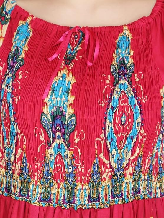 Attractive Printed Rayon Bobbin One Piece fit and Flare Dress in tie dye Pattern Comfy Trendy Night Gown Dress for Women