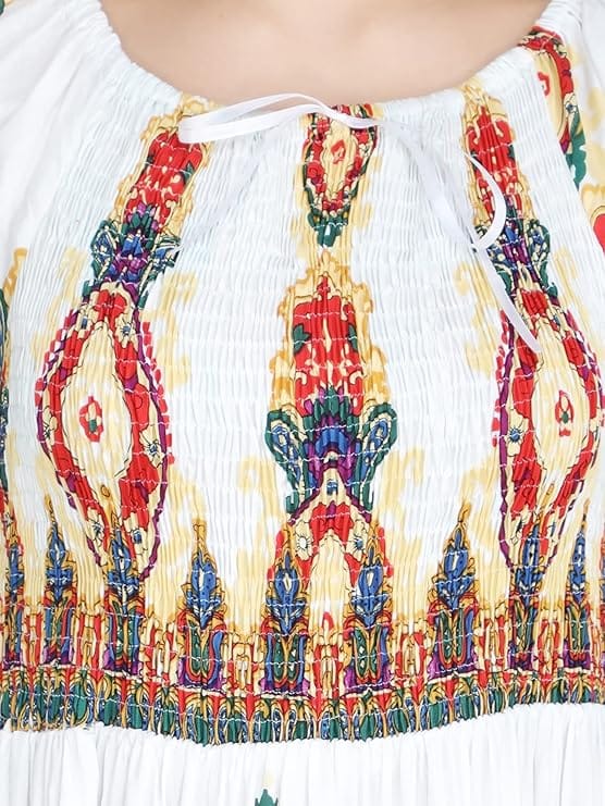 Attractive Printed Rayon Bobbin One Piece fit and Flare Dress in tie dye Pattern Comfy Trendy Night Gown for Women