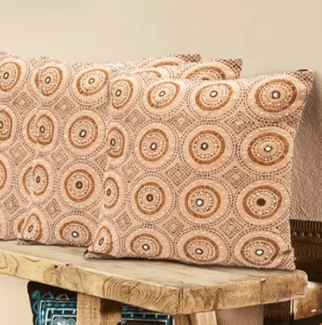 fashnita Embroidered Cushions Cover (Pack of 2, 16 cm*16 cm, Brown)