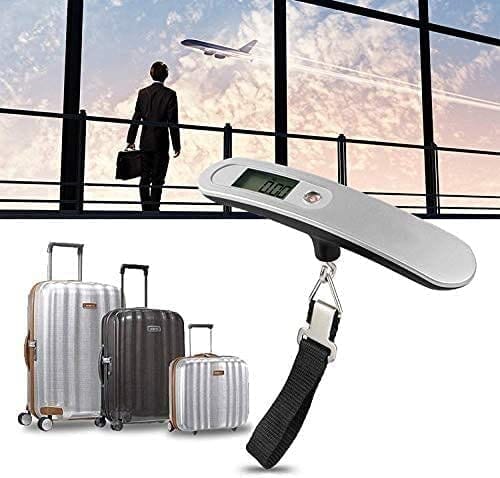 GLOBAL IMPEX Digital Metal Luggage Weighing Scale For Flight Travel Shop Home Portable Hanging Weight Machine For Bags And Baggage Included Battery - 50 Kg LCD Display Steel (Pack of 1)