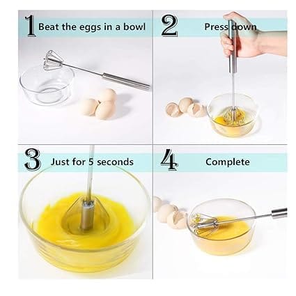 GLOBAL IMPEX Power Free Stainless Steel Push Whisk Hand Blender, Mathani, Ravai, Madhani, Egg Beater, Frother, Stirrer, Blending, Whisking, Beating, Stirring (Egg Whisker) Pack of 1