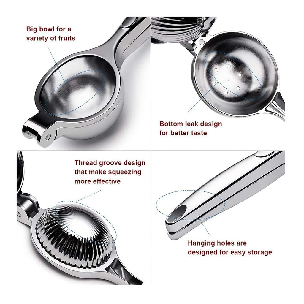 GLOBAL IMPEX Heavy Duty Lemon Squeezer 300g β Manual Citrus Press Juicer Made of Zinc Alloy with Non-Slip Handle & Steel Finish | Lemon Lime Squeezer for Home, Kitchen & Bar Use