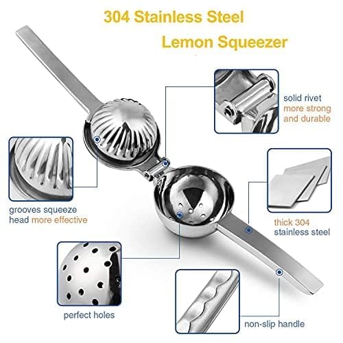 NEWWAY 300g Heavy Duty Lemon Squeezer β Large Zinc Alloy Manual Citrus Juicer with Stainless Steel Finish & Ergonomic Handle | Lemon Lime Press Tool for Kitchen, Bar & Home Use