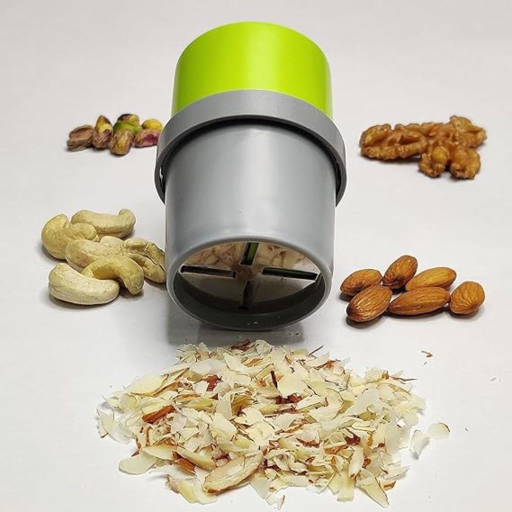 GLOBAL IMPEX Dry Fruit, Slicer, Grinder, Chocolate Cutter and Butter with 3 in 1 Blade for Almonds, Cashews Stainless Steel, ABS Plastic ( Pack of 2 )