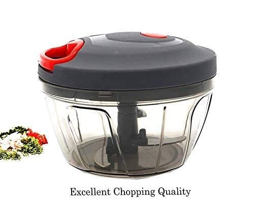 GLOBAL IMPEX Round Vegetable Quick Handy Dori Chopper 450ml with 3 Stainless Steel Blade and 2 in 1 Stainless Steel Lemon Squeezer with Bottle Opener Combo(Pack of 2)