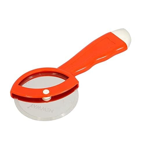 GLOBAL IMPEX Stainless Steel Pizza Cutter Premium Food Grade with Comfortable Plastic Handle Wheel Type Red & Blue Colour with Sharp Blade (Pack of 2)