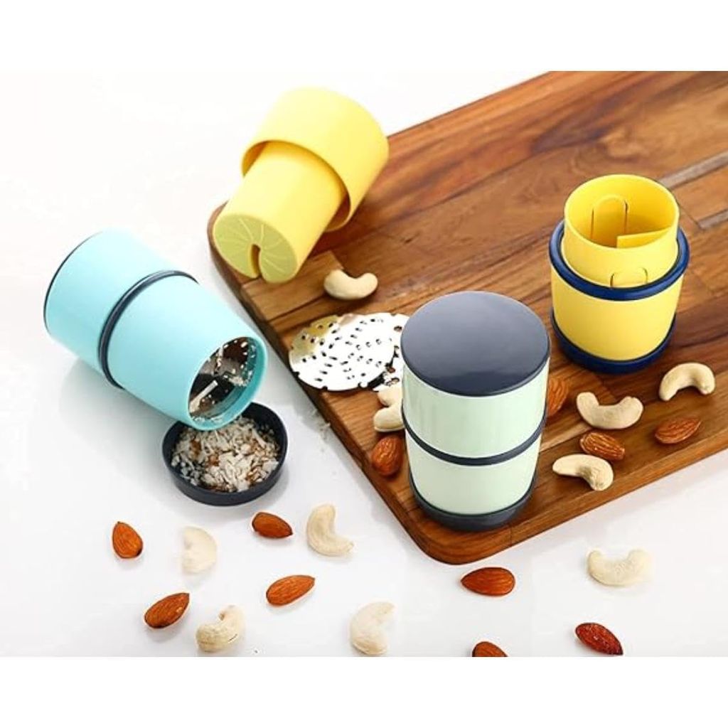 GLOBAL IMPEX  3 in 1 Dry Fruit Chopper Slicer Multipurpose Kitchen Cutter with 3 Steel Blade Dry Fruit Slicer - Yellow Color (296 Gram Pack Of 1, Additional 3 Steel Blade)