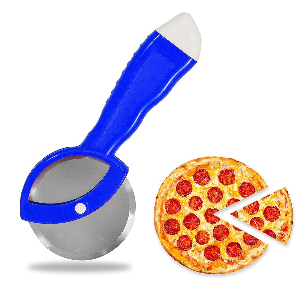 GLOBAL IMPEX Combo of Stainless Steel Garlic Crusher, Lemon Squeezer with Bottle Opener and Pizza Cutter with Plastic Handle Combo Comfortable Handle Kitchen