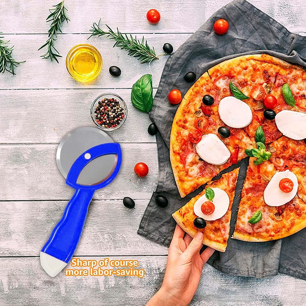 GLOBAL IMPEX Stainless Steel Lemon Squeezer with Bottle Opener and Pizza Cutter with Plastic Handle Combo Set Comfortable Handle Kitchen Combo