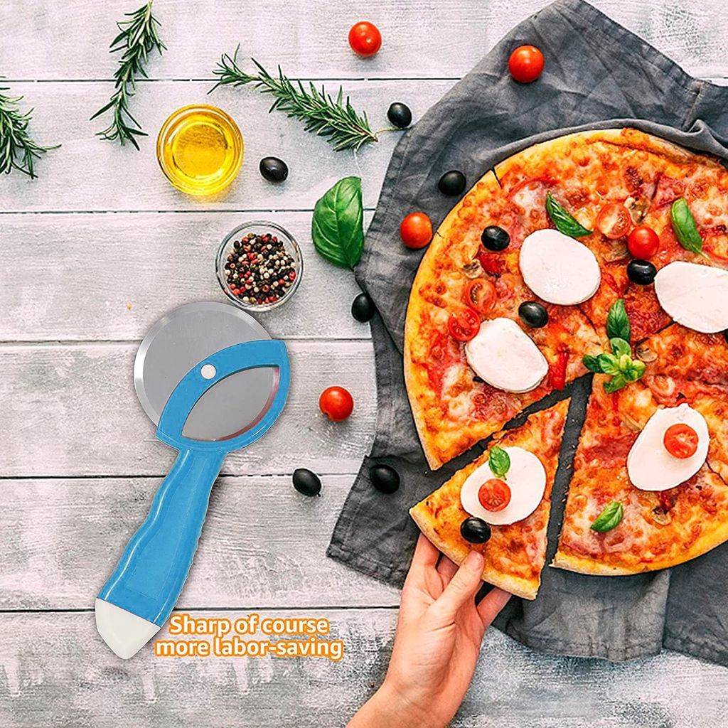 GLOBAL IMPEX Stainless Steel Lemon Squeezer with Bottle Opener and Pizza Cutter with Plastic Handle Combo Set Comfortable Handle Kitchen Combo