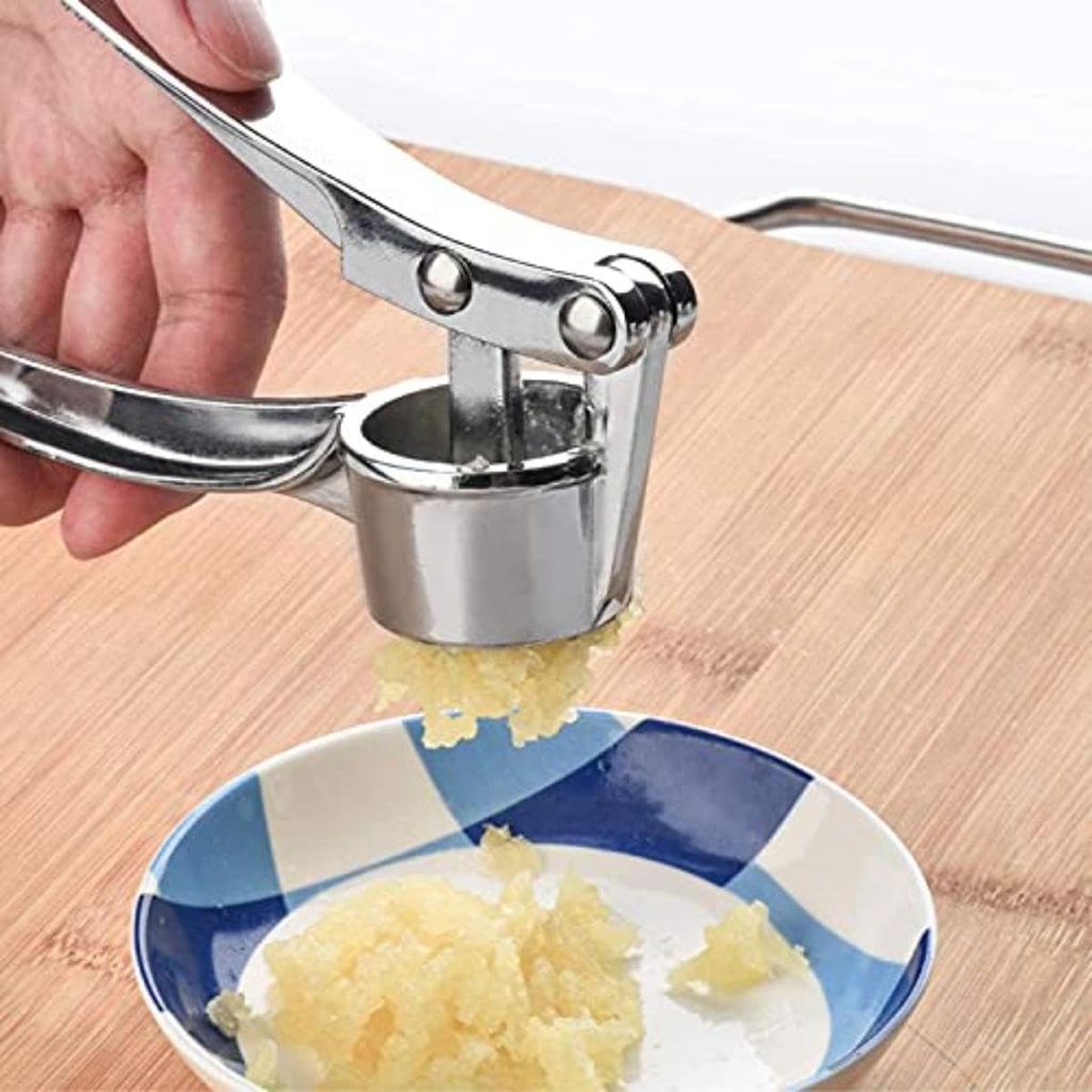 GLOBAL IMPEX Combo of Stainless Steel Garlic Crusher, Lemon Squeezer with Bottle Opener and Pizza Cutter with Plastic Handle Combo Comfortable Handle Kitchen