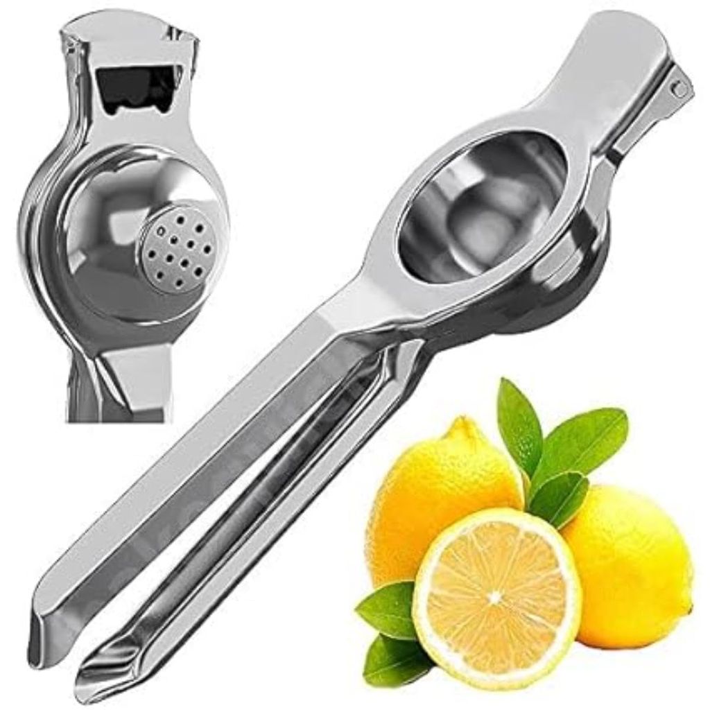 GLOBAL IMPEX Combo of Stainless Steel Garlic Crusher, Lemon Squeezer with Bottle Opener and Pizza Cutter with Plastic Handle Combo Comfortable Handle Kitchen
