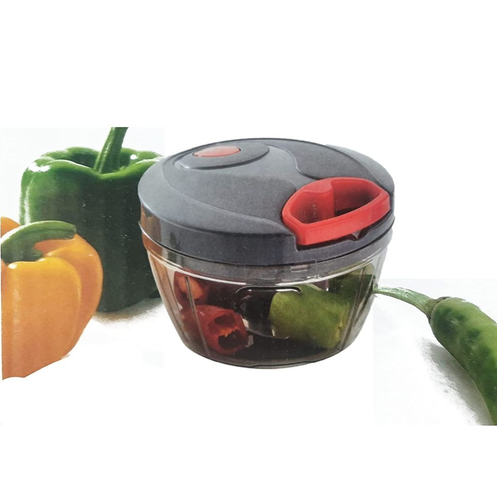 NEWWAY 450ml Pull Cord Vegetable Chopper – Mini Manual Food Cutter with 3 Stainless Steel Blades for Onion, Garlic, Fruits, Dry Fruits & More | BPA Free & Compact