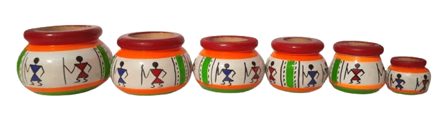 Wooden 6 Pot Set Can be Used for Gifting, Home Decor,Kids can use it as Toys
