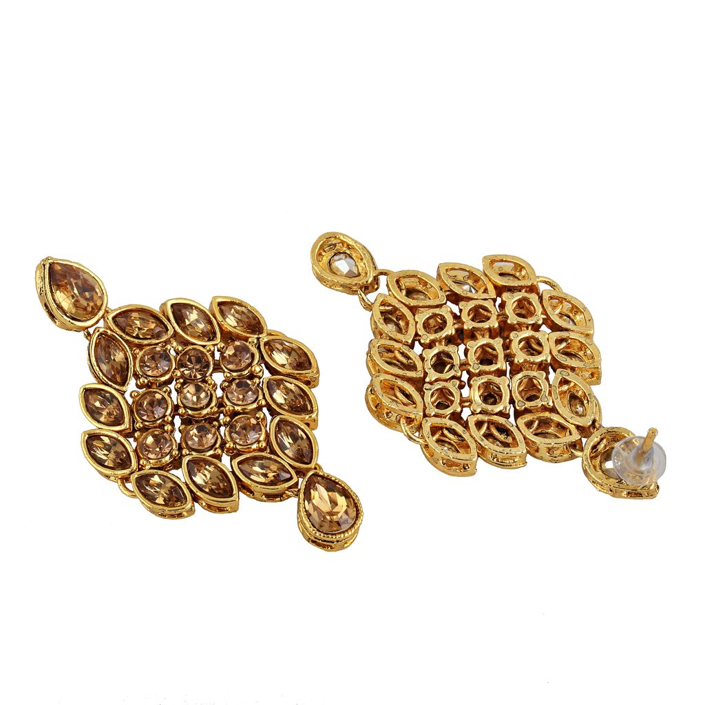 LUCKY JEWELLERY Designer Gold Plated Gold Color Stone Necklace Set For Women & Girls (825-L1SS-836-LCT)